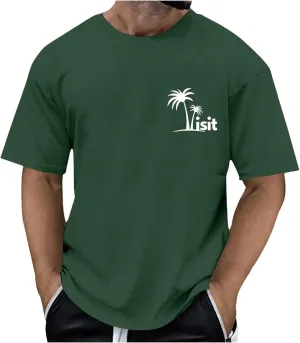 Big and Tall T-Shirts for Man Oversized Tropical Palm Print Tee Shirts Lightweight Quick Dry Summer Beach T Shirt
