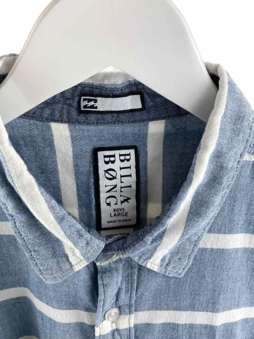 Billabong, Boys' Striped Chambray Shirt, Blue/White, Size L (14)