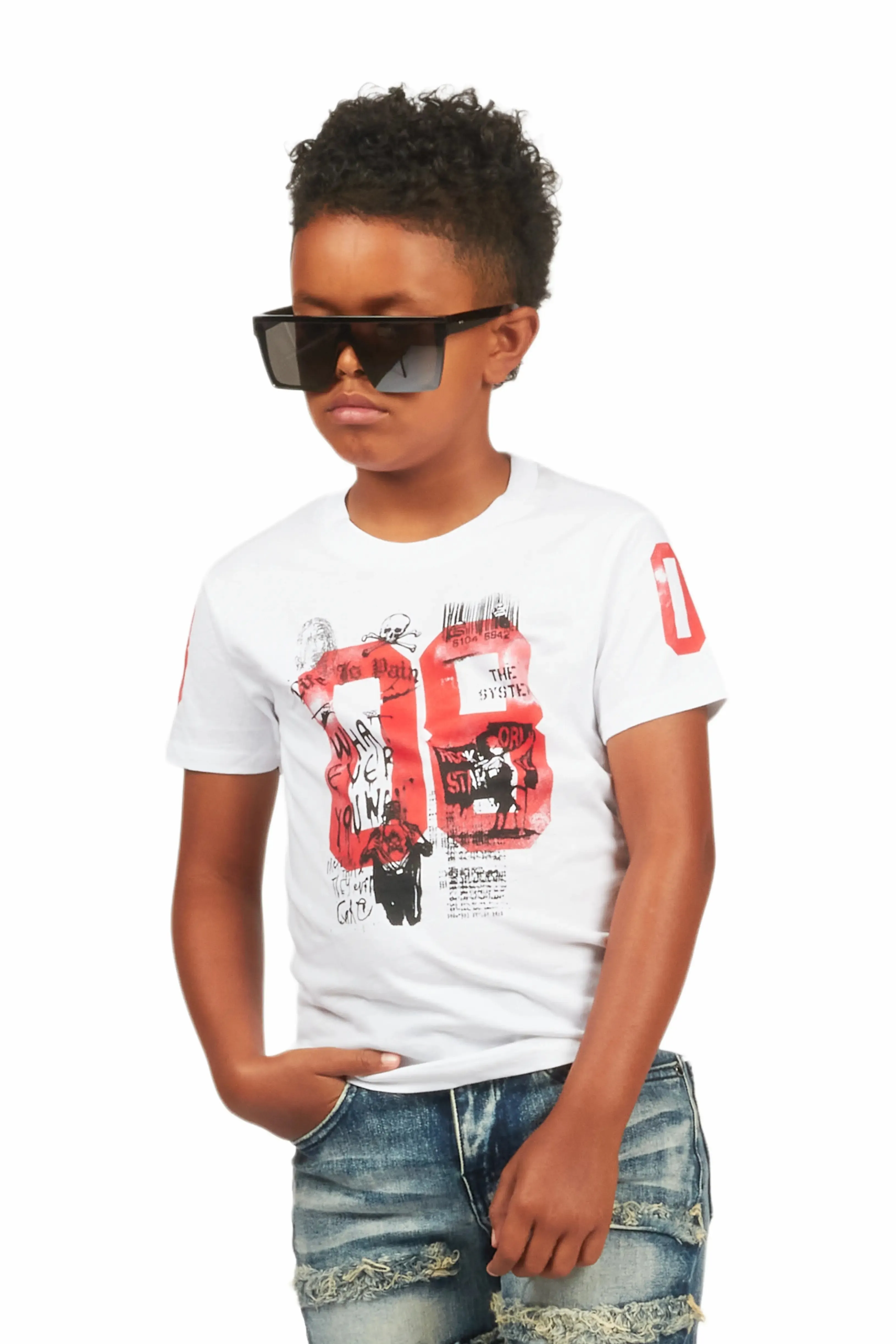 Boys Beau White Graphic T-Shirt