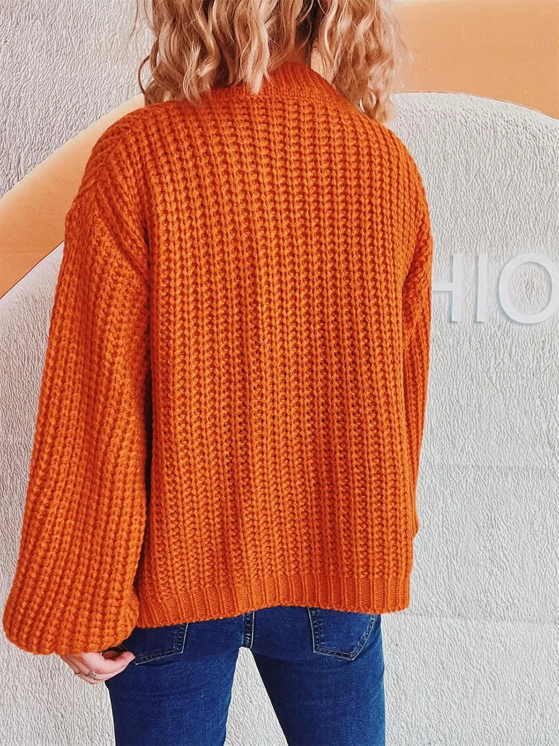 CHARTOU Women's Cable Knit Crop Button Up Sweater Short Chunky Open Front Cardigan Long Sleeve Outfits Fall