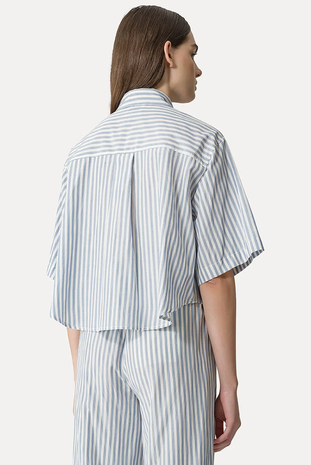 Chic Striped Tafferas Half Sleeves Boxy Shirt
