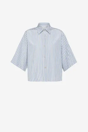 Chic Striped Tafferas Half Sleeves Boxy Shirt