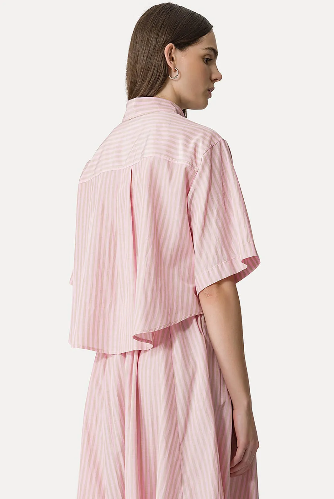 Chic Striped Tafferas Half Sleeves Boxy Shirt