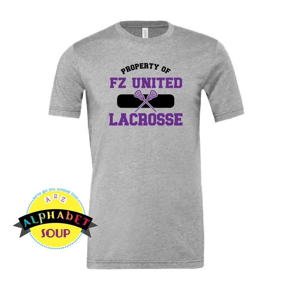FZ United Boys Lacrosse Property of FZ United Design On Adult and Youth Tees And Sweatshirts