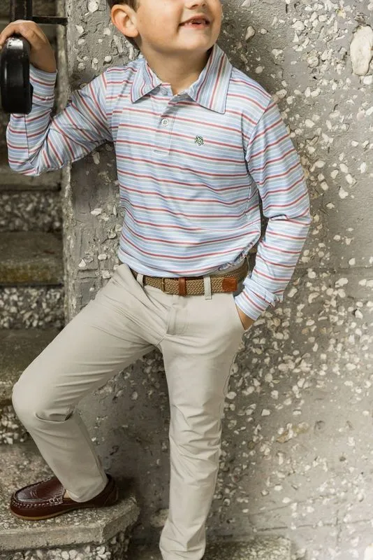 Harry L/S Striped Performance Polo-Rust