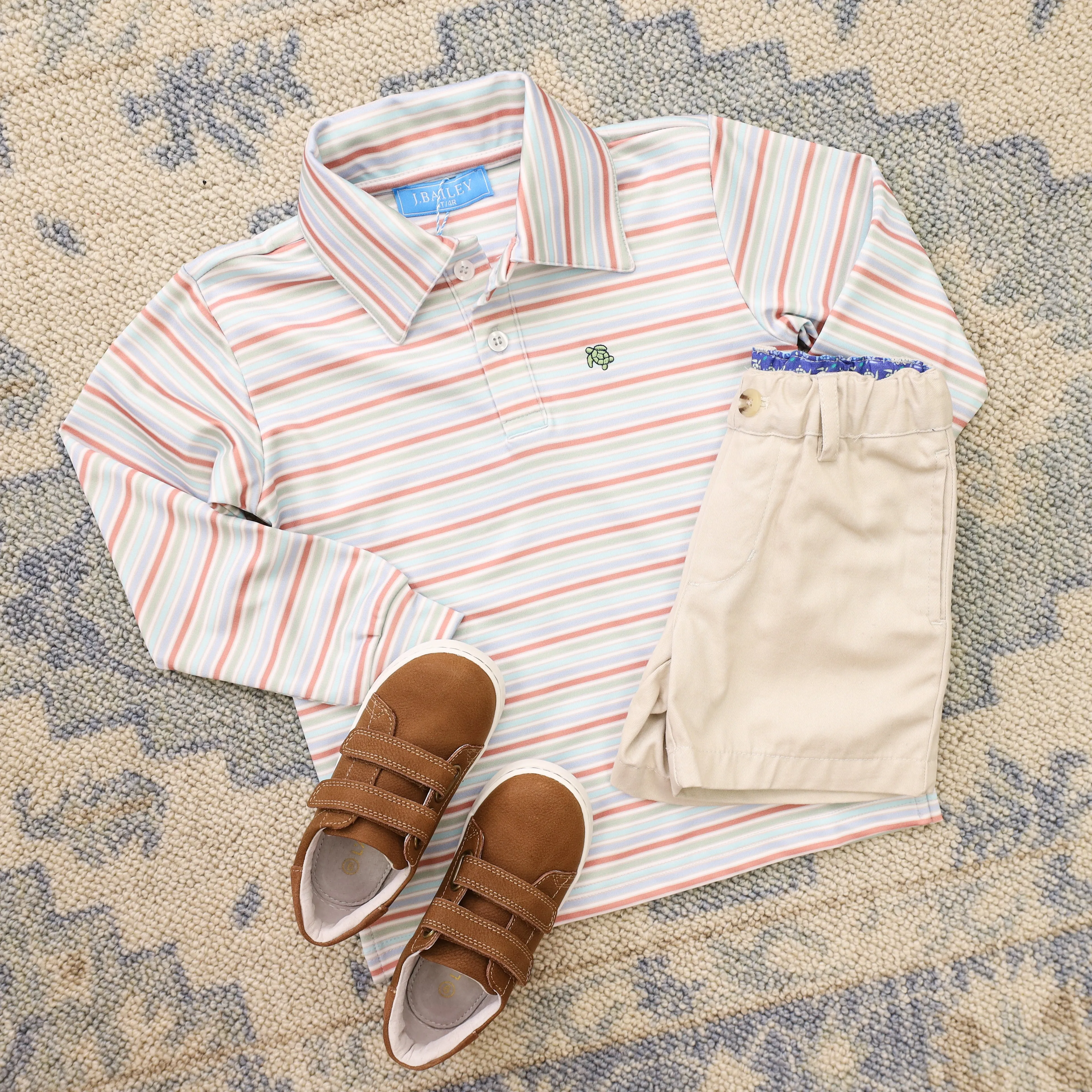 Harry L/S Striped Performance Polo-Rust