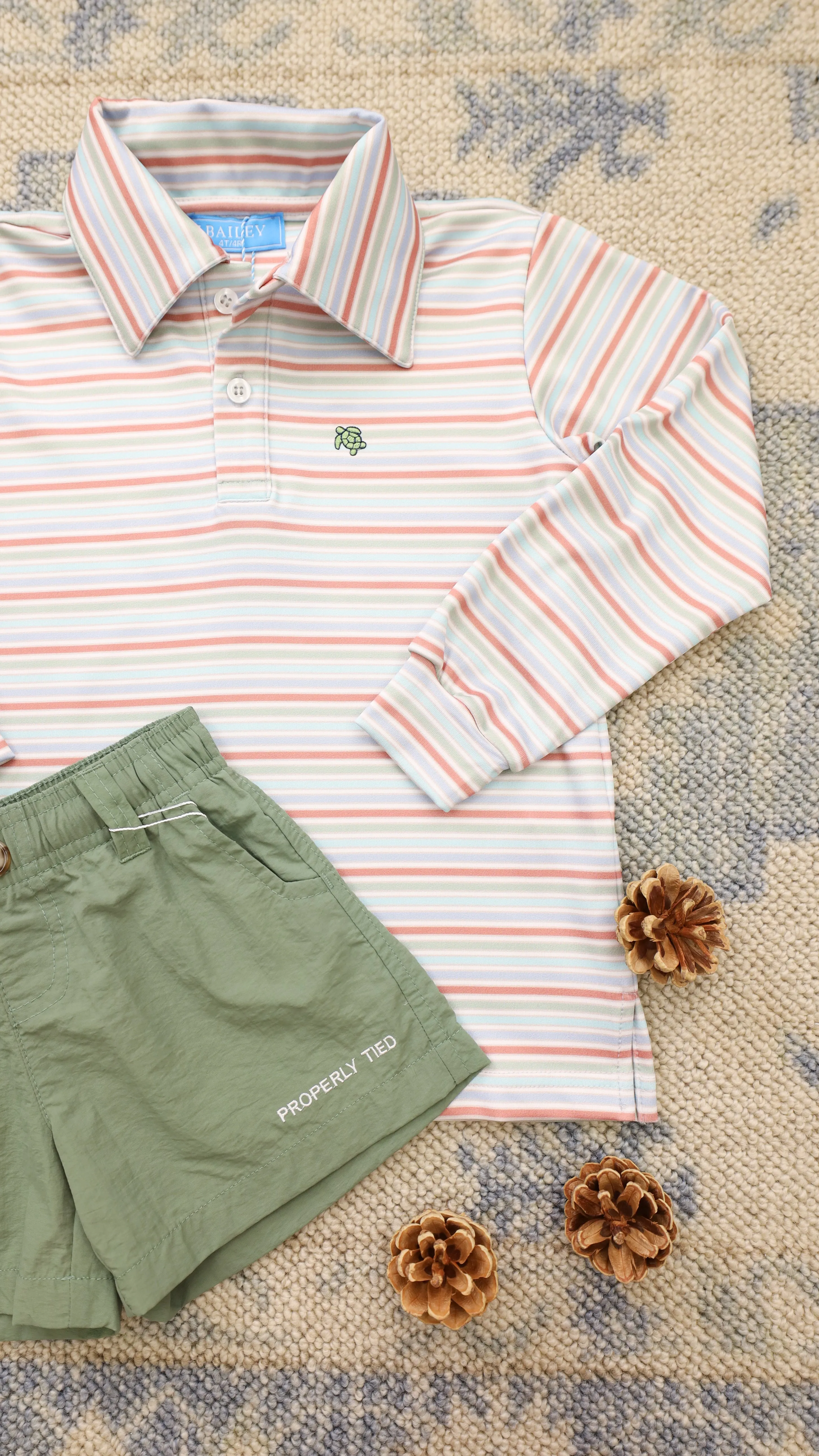 Harry L/S Striped Performance Polo-Rust