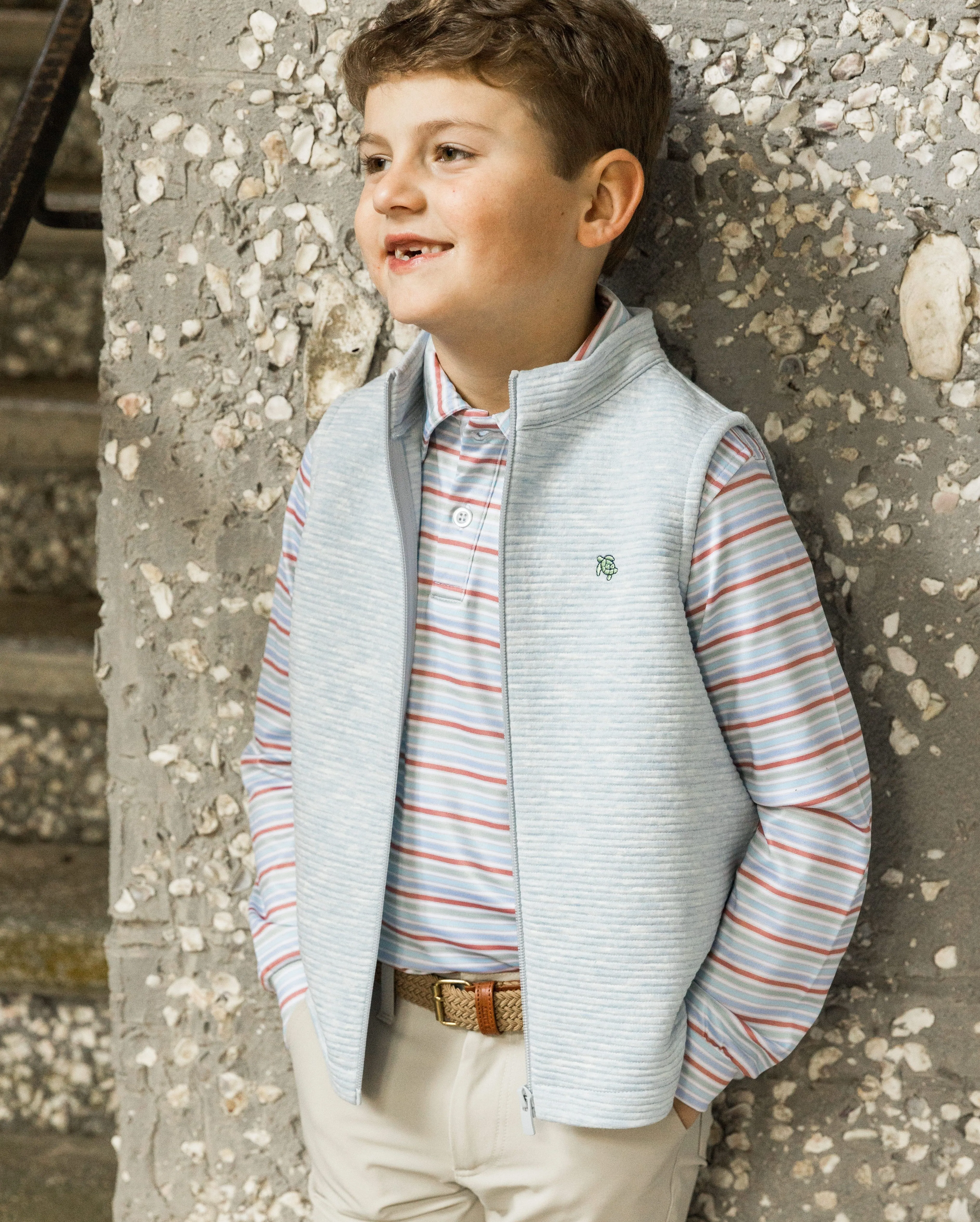 Harry L/S Striped Performance Polo-Rust