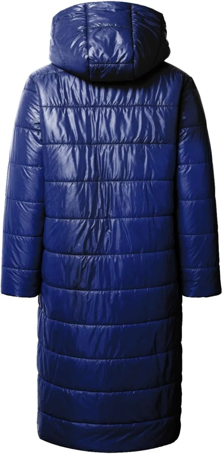 Long Puffer Coat Women Plus Size Loose Lightweight Warm Down Jacket Casual Solid Full Zip Winter Quilted Jacket for Women