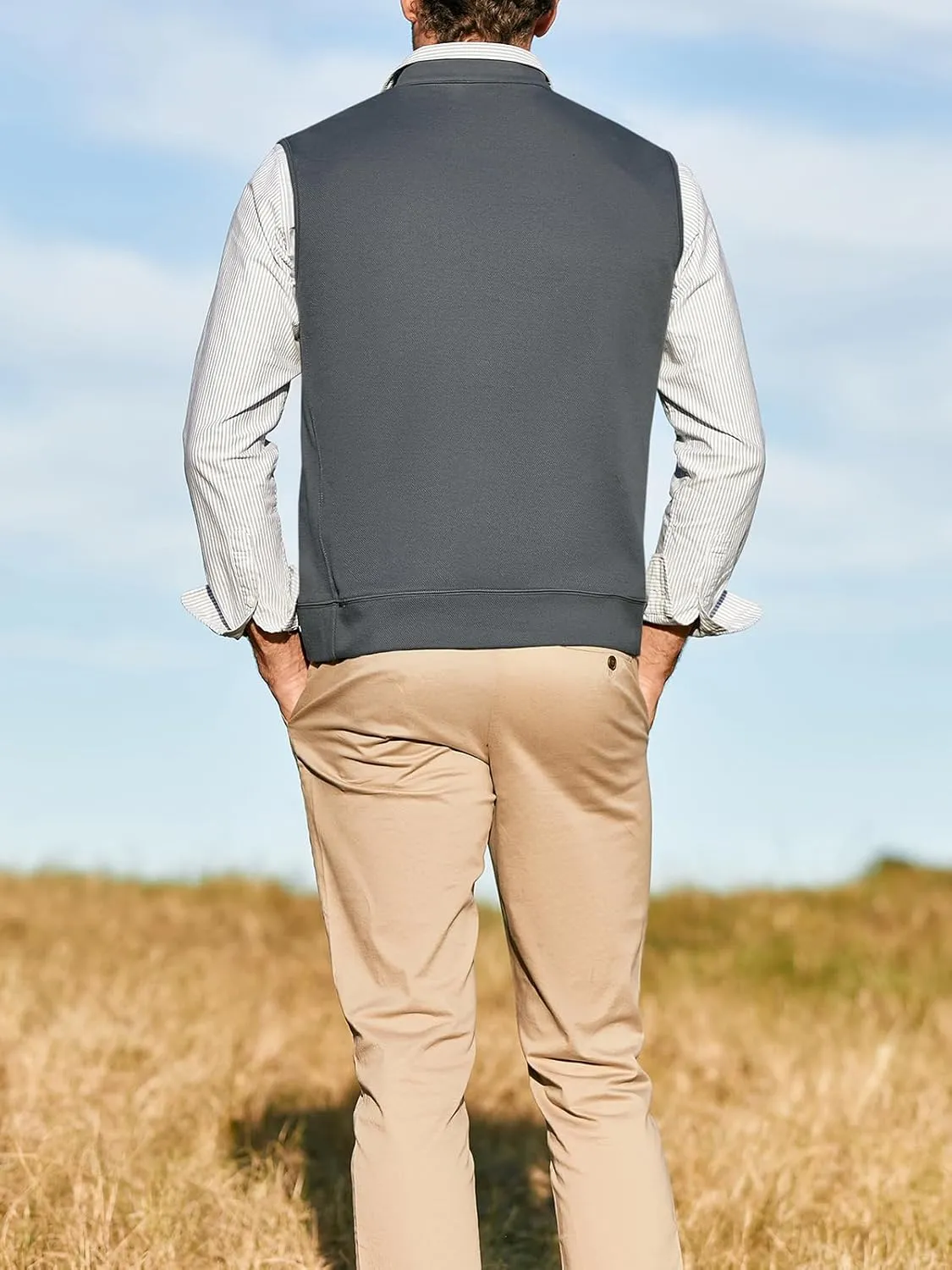 Makkrom Mens Quarter Zip Sleeveless Golf Vest Pullover Stand Collar Casual Vests Outerwear