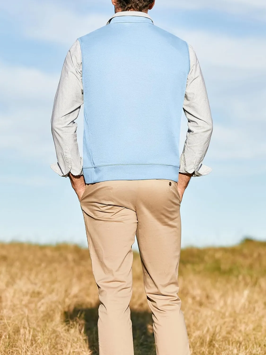 Makkrom Mens Quarter Zip Sleeveless Golf Vest Pullover Stand Collar Casual Vests Outerwear