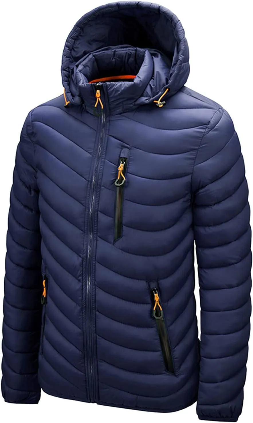Mens Bubble Puffer Jacket Detachable Hood Warm Puffy Winter Thicken Padded Down Jackets Quilted Coat Windproof Outwear