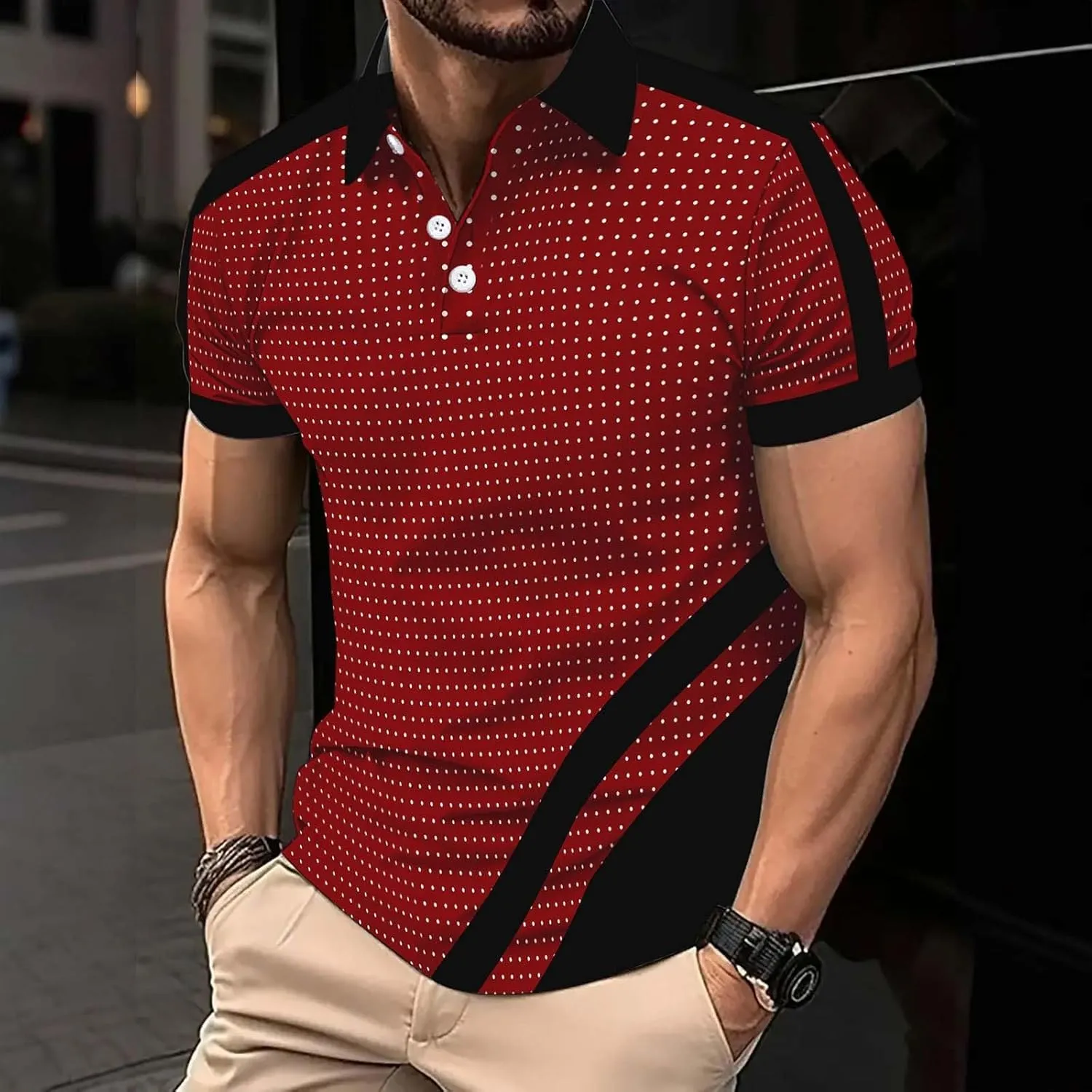 Men's Casual Polo Shirt Athletic Gym Bodybuilding Performance Workout Tee Tops Quick Dry Fitness Sport Running Shirts