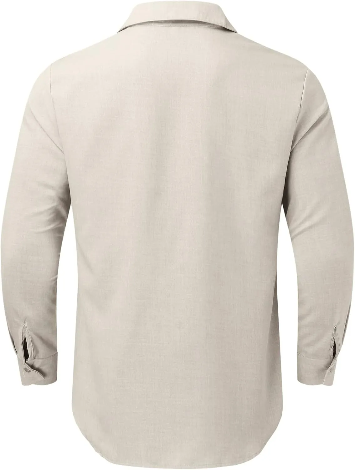 Men's Long Sleeve Casual Button Down Linen Shirts Striped Henley Shirt Untucked Shirts for Men Trendy Dress Shirt
