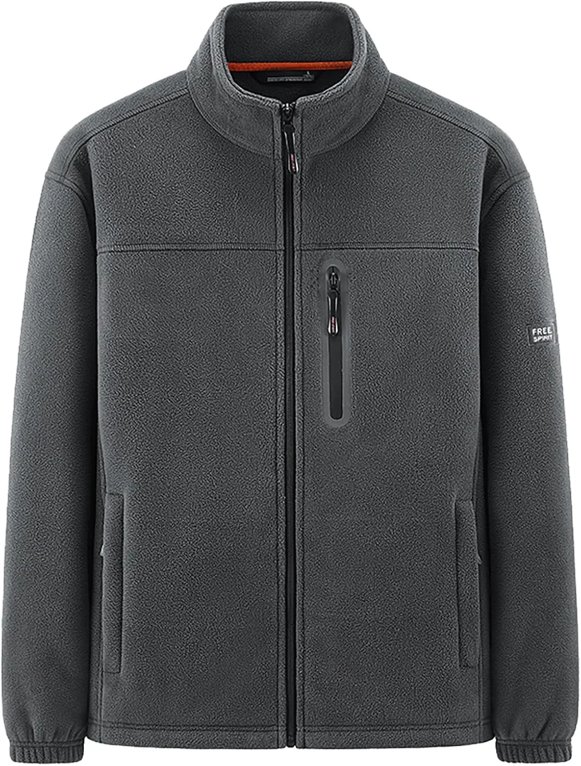 Mens Polar Fleece Jacket Full Zip Plus Size Winter Thermal Jackets Long Sleeve Stand Collar Sweatshirts Coats with Pockets