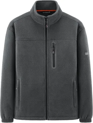 Mens Polar Fleece Jacket Full Zip Plus Size Winter Thermal Jackets Long Sleeve Stand Collar Sweatshirts Coats with Pockets