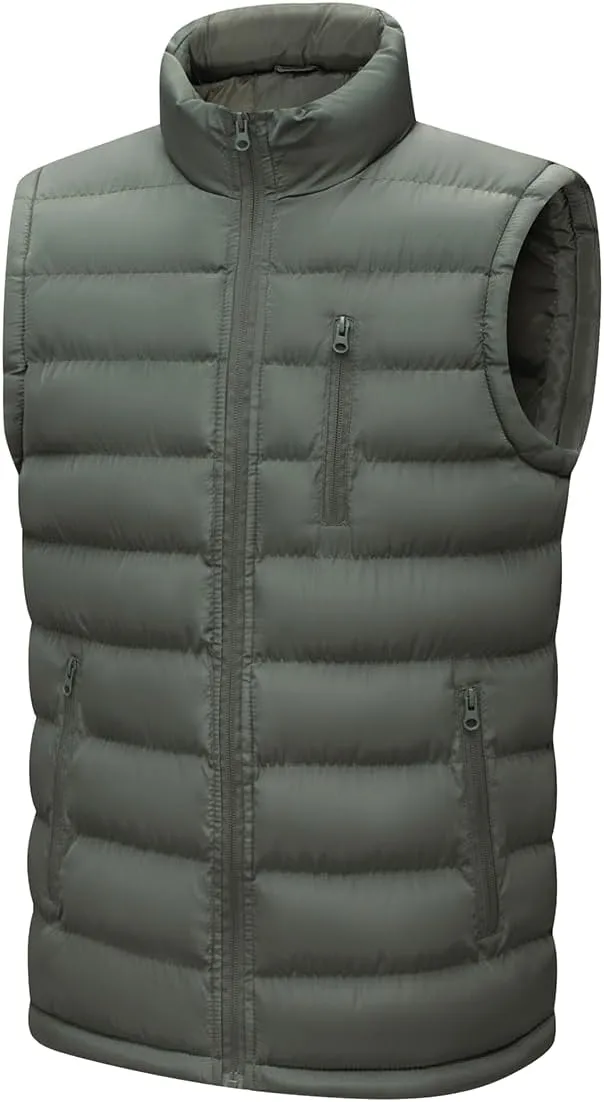 Msmsse Men's Winter Outerwear Vests Puffer Fleece Lined Quilted Vest Casual Sleeveless Jacket