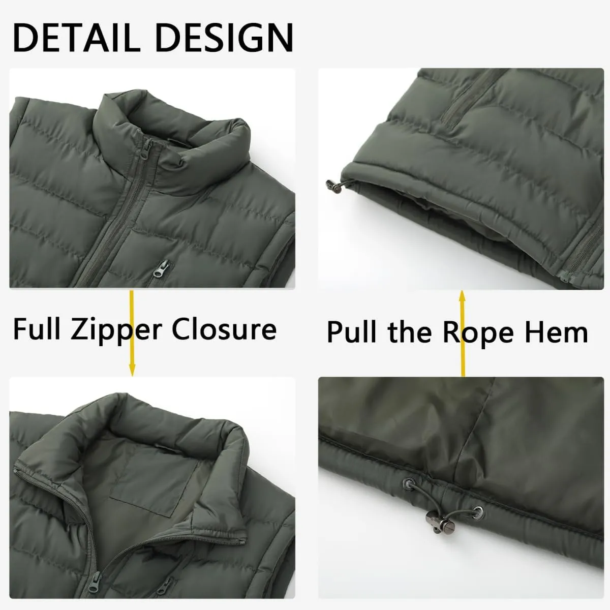 Msmsse Men's Winter Outerwear Vests Puffer Fleece Lined Quilted Vest Casual Sleeveless Jacket