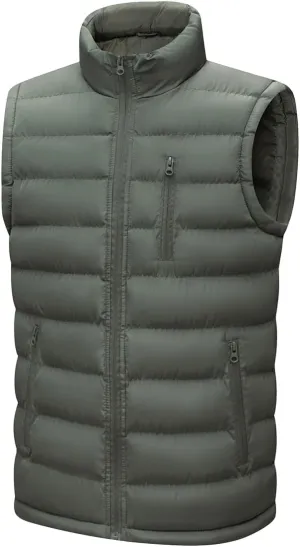 Msmsse Men's Winter Outerwear Vests Puffer Fleece Lined Quilted Vest Casual Sleeveless Jacket