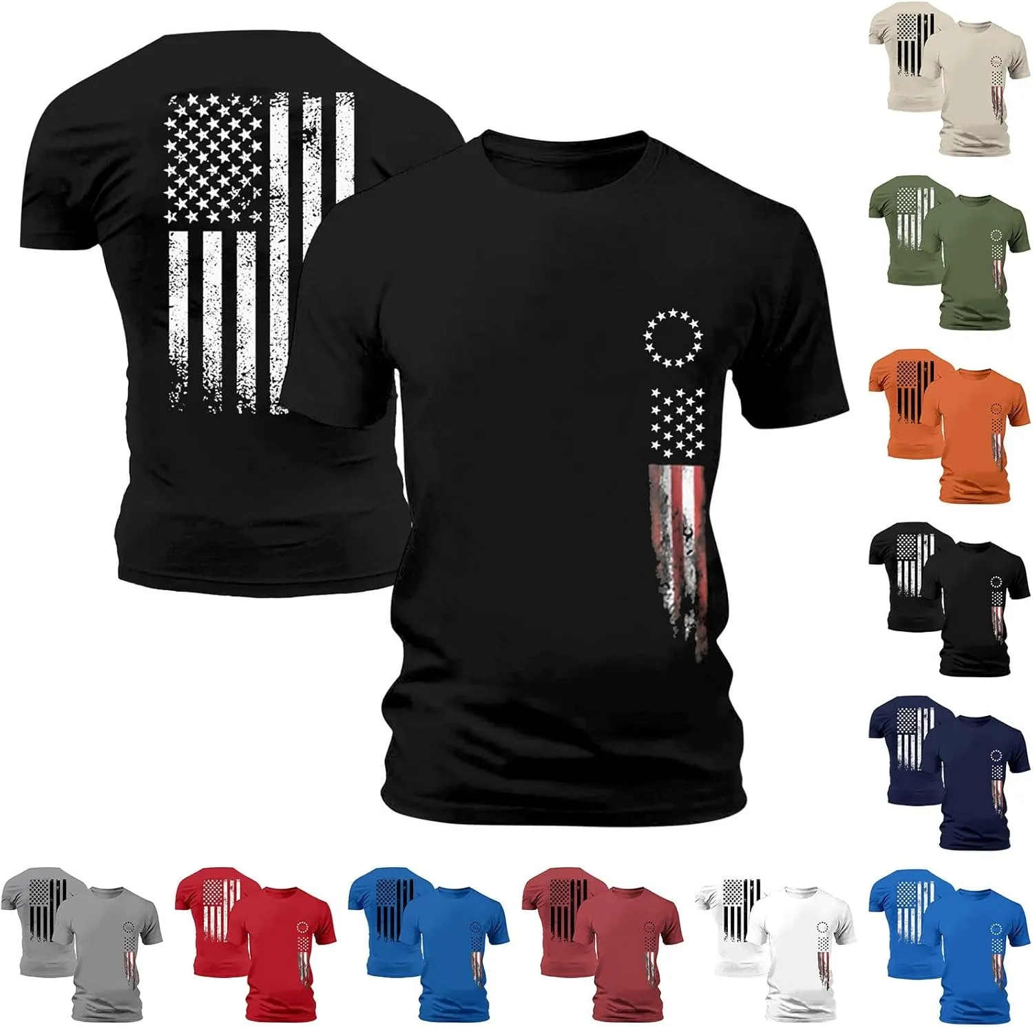 Patriotic Shirts for Men Short Sleeve Loose Fit Casual Summer 4th of July Tshirts Lightweight Big and Tall American Flag Tee