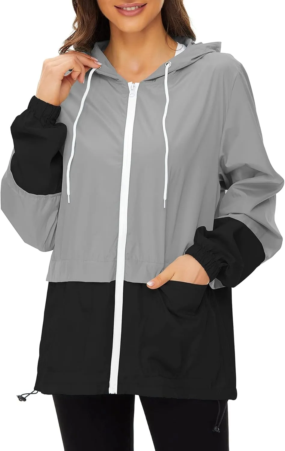 Raincoat Women Lightweight Waterproof Rain Jackets Packable Outdoor Hooded Windbreaker Rain Coats (S-3XL)