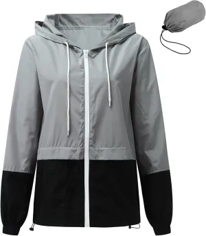 Raincoat Women Lightweight Waterproof Rain Jackets Packable Outdoor Hooded Windbreaker Rain Coats (S-3XL)