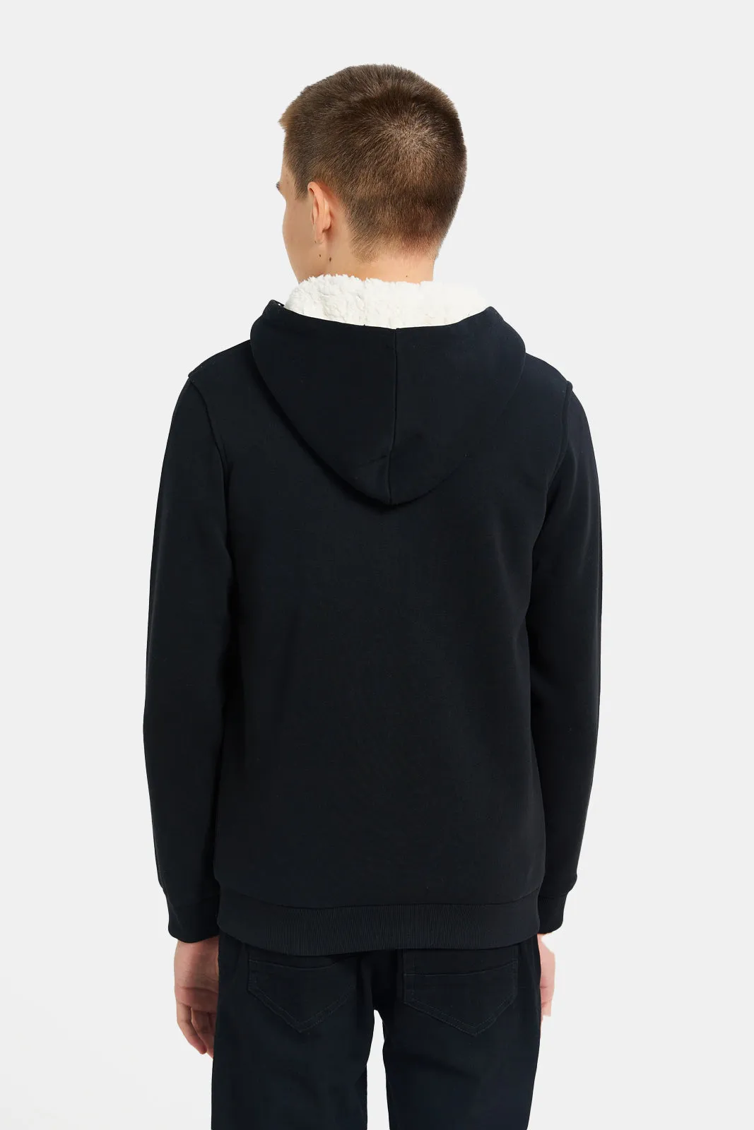 Senior Boys Black Cut And Sew Hooded Sweatshirt