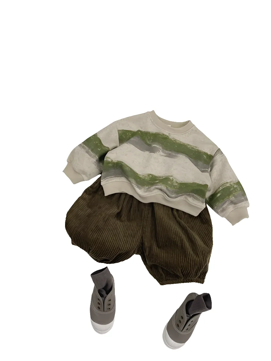 Unisex Boys Girls Tie-Dye Striped Pullover Sweatshirt Tops T-Shirt