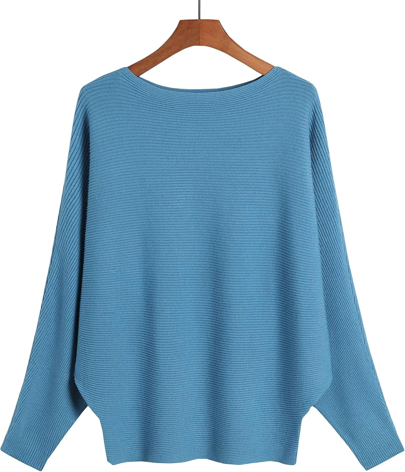 Women's Boat Neck Batwing Sleeves Dolman Fall Winter Knitted Sweaters Pullovers Tops