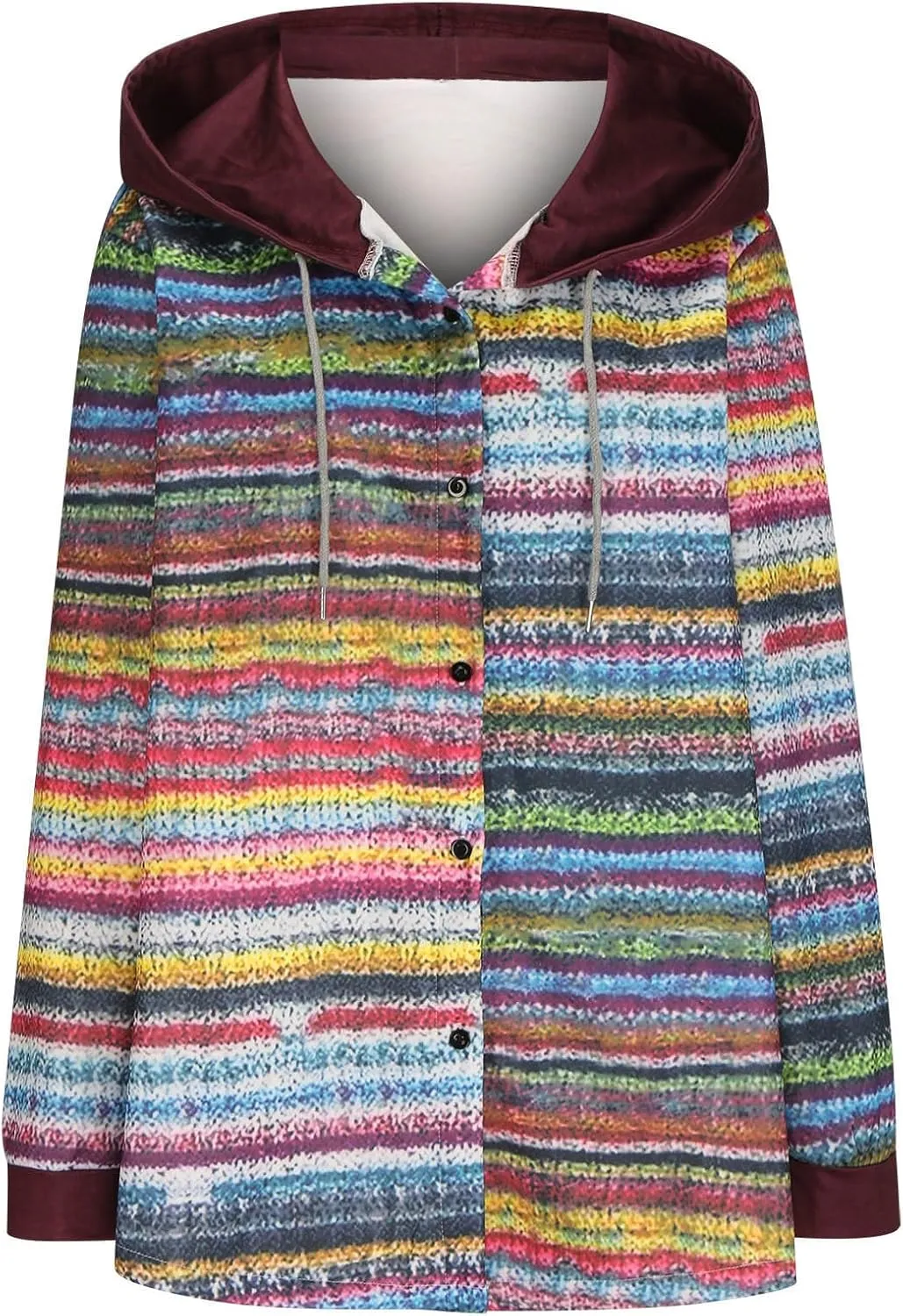 Womens Fashion Winter Coats Fuzzy Fleece Lined Button Down Warm Hooded Jackets Color Block Sherpa Thick Coats