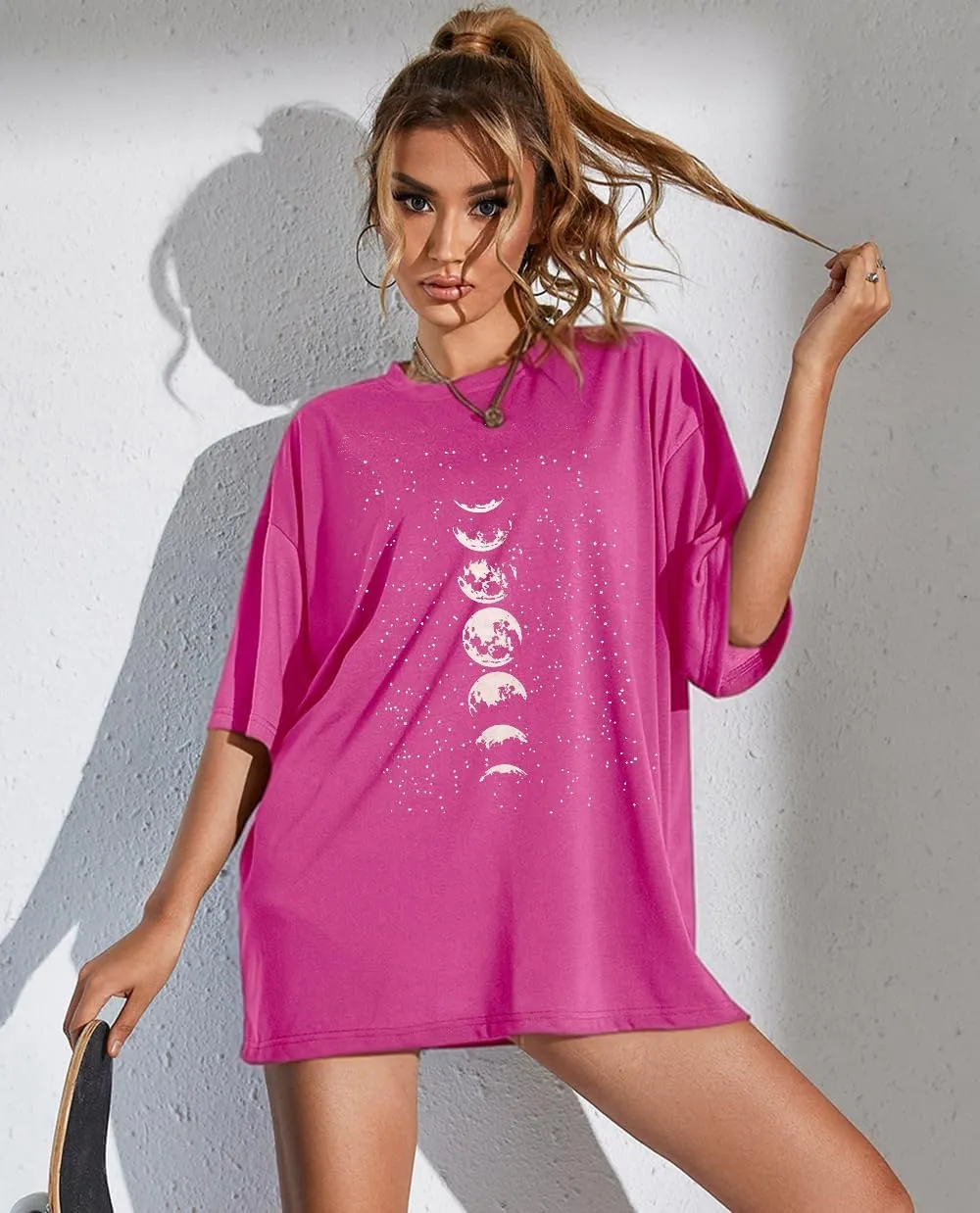 Womens Oversized Graphic Tees Moon Printed Tshirts Butterfly Shirt Vintage Summer Y2K Tops